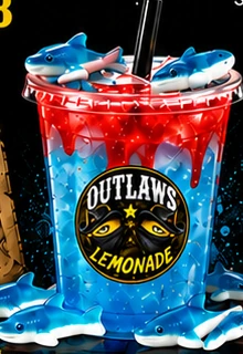 The Shark Outlaw artwork from the official Outlaws Lemonade menu